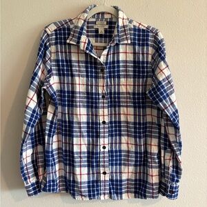 L.L.Bean Scotch Plaid Flannel Shirt Button-Down Women’s Small Cotton Blue Red